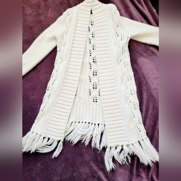 American Eagle Outfitters Women's Open Front Cardigan Wool Off-White,Medium Size - Picture 3 of 13